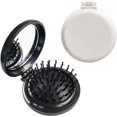 thumbnail image 1 of Brosse à Cheveux Pliante avec Miroir pour Sac à Main/poches Peigne de Massage Compact Rond pour Filles et Femmes (Noir+blanc), 1 of 6