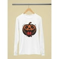 thumbnail image 3 of Dancing Skeleton Pumpkin Halloween Graphic - Women's Long Sleeve, 3 of 4