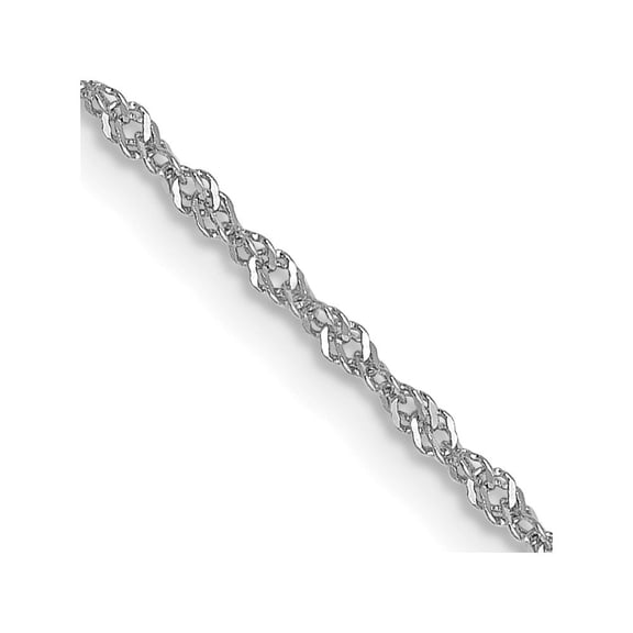 Diamond2Deal 10K White Gold 1mm Singapore Chain Necklace for Women 16"