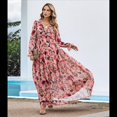 thumbnail image 4 of Vestido Bohemio Informal de Larga con Escote en V Profundo para Mujer Rojo M, 4 of 8