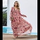 thumbnail image 4 of Vestido Bohemio Informal de Larga con Escote en V Profundo para Mujer Rojo M, 4 of 8
