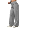 thumbnail image 6 of ClodeEU Women Elastic Drawstring High Waist Wide Leg Sweatpants,Casual Loose Pants with Pockets Gray,Women's Plus S, 6 of 6