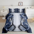 thumbnail image 2 of Feelyou Modern Artwork Teens Bedding Comforter Set, Grey Navy Abstract Twin Comforter Sets, Gradient Aesthetic Stripe Reversible Bedding Set, Luxury Bedroom Decor, 2 Pieces, 2 of 8