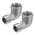 thumbnail image 1 of Unique Bargains 1/2 NPT Male to Female Thread Elbow Pipe Fitting 304 Stainless Steel 2 Count, 1 of 5