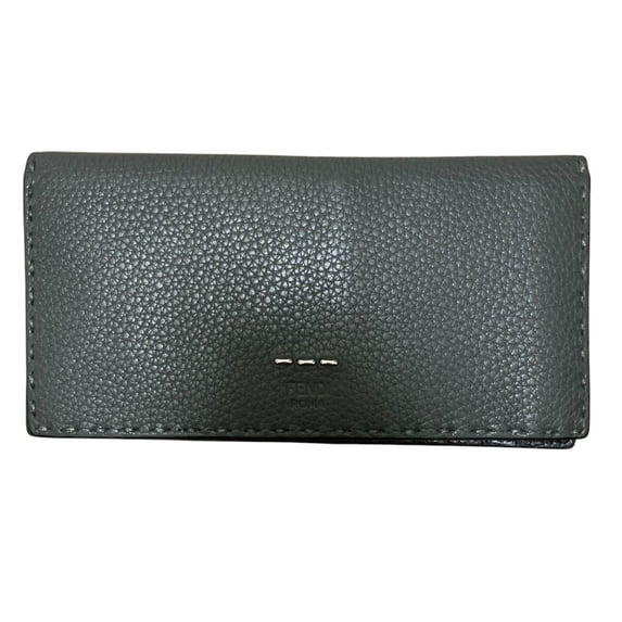 Pre-Owned FENDI Selleria Continental Long Wallet, Black, Men's