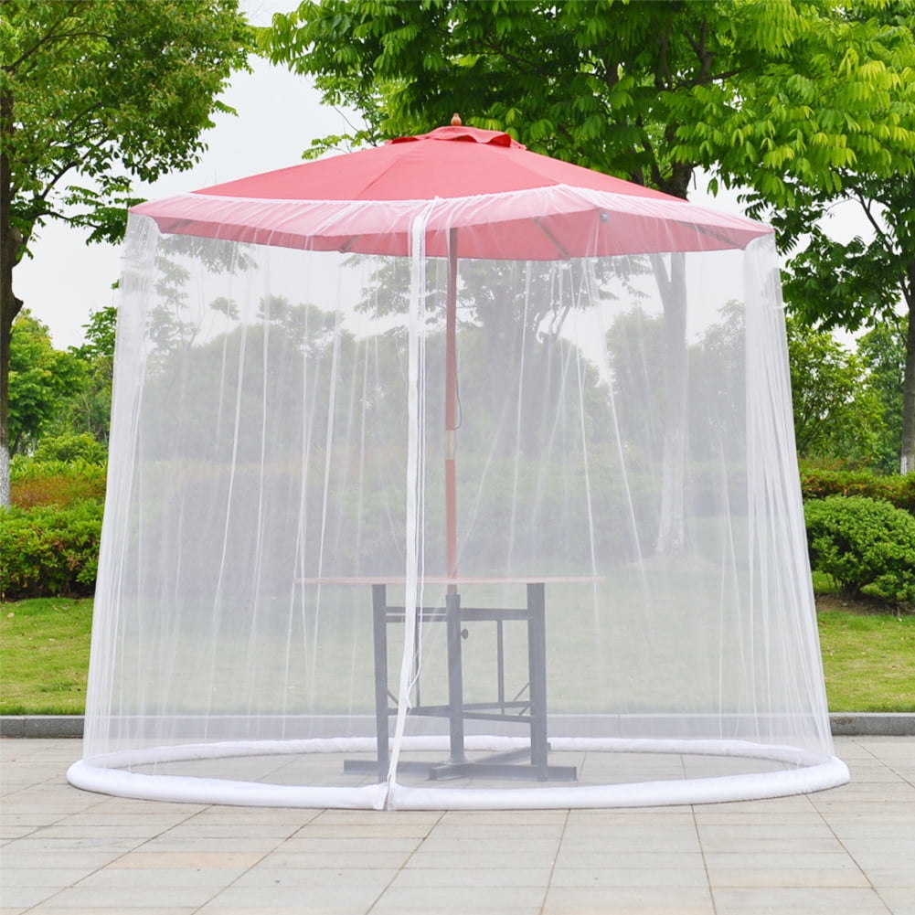 Patio Umbrella Cover Mosquito Netting Screen with Zippered Mesh