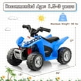 thumbnail image 5 of OLAKIDS Kids Ride On ATV, 6V Electric Vehicle for Toddlers, 4 Wheeler Battery Powered Motorized Quad Toy Car for Boys Girls with LED Lights, Horn (Blue), 5 of 9