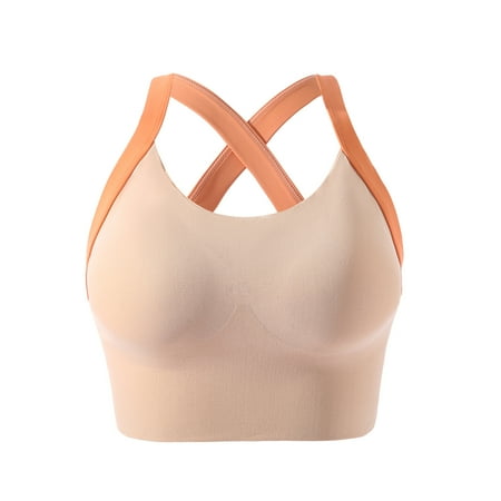 asdoklhq Summer Fall Sports Bras for Women 2025 Womens Fashion Plus Clearance Ladies Traceless Comfortable No Steel Ring Vest Breathable Gathering Yoga Sports Bra Woman Underwear