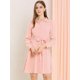 thumbnail image 3 of Allegra K Vestido Entallado Y Acampanado Cuello Vuelto Cintura Elástica Con Cinturón Botón Para Mujer Rosa L, 3 of 7