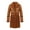 Brown XXL, variant on Autumn Winter Women Jacket Thickened Plush Faux Leather Patchwork Mid Length Plus Size Patch Pockets Double-breasted Turn-down Collar Overcoat