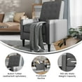 thumbnail image 4 of Emma + Oliver Mid-Century Modern Faux Leather Upholstered Button Tufted Pushback Recliner in Light Gray, 4 of 12
