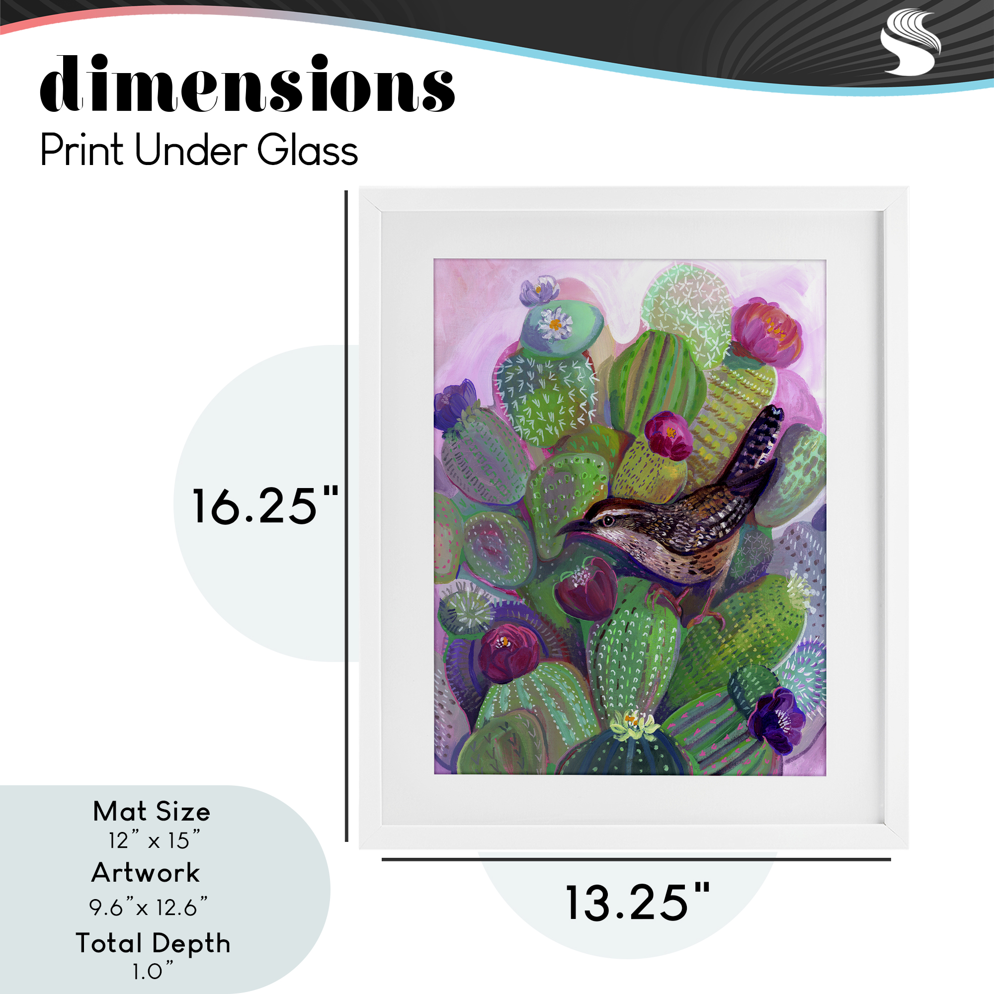 Desert Day Dream Bird White Framed Print Under Glass, design by Ashley Davis