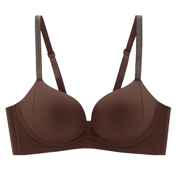Nilvkv Racerback Bras for Women, Push Up Bra, Solid Thin Strap Back Hook Breathable Push Up Open Back Everyday Bra Brown 34ABC