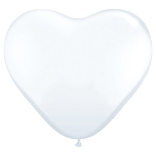 11 inch Qualatex Hearts - White Latex Balloons (6 Pack) - Party Supplies Decorations
