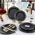 thumbnail image 4 of 350 PCS Black and Gold Plastic Plates, Plastic Dinnerware Set for 50 Guests, 100 Disposable Plates, 150 Silverwares, 50 Cups, 50 Napkins for Party, Wedding, Graduation, 4 of 14