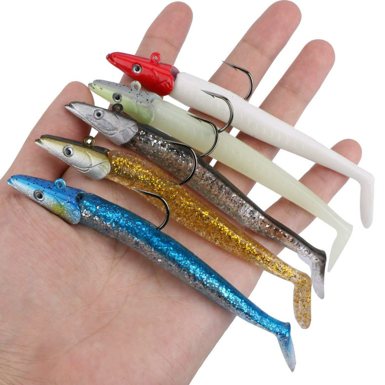 Goture Soft Fishing Lures jig Heads, Saltwater Freshwater Minnow Fishing  Bait Big Tail with jig Head for Fishing Fresh, Soft Shrimp Lures Fishing