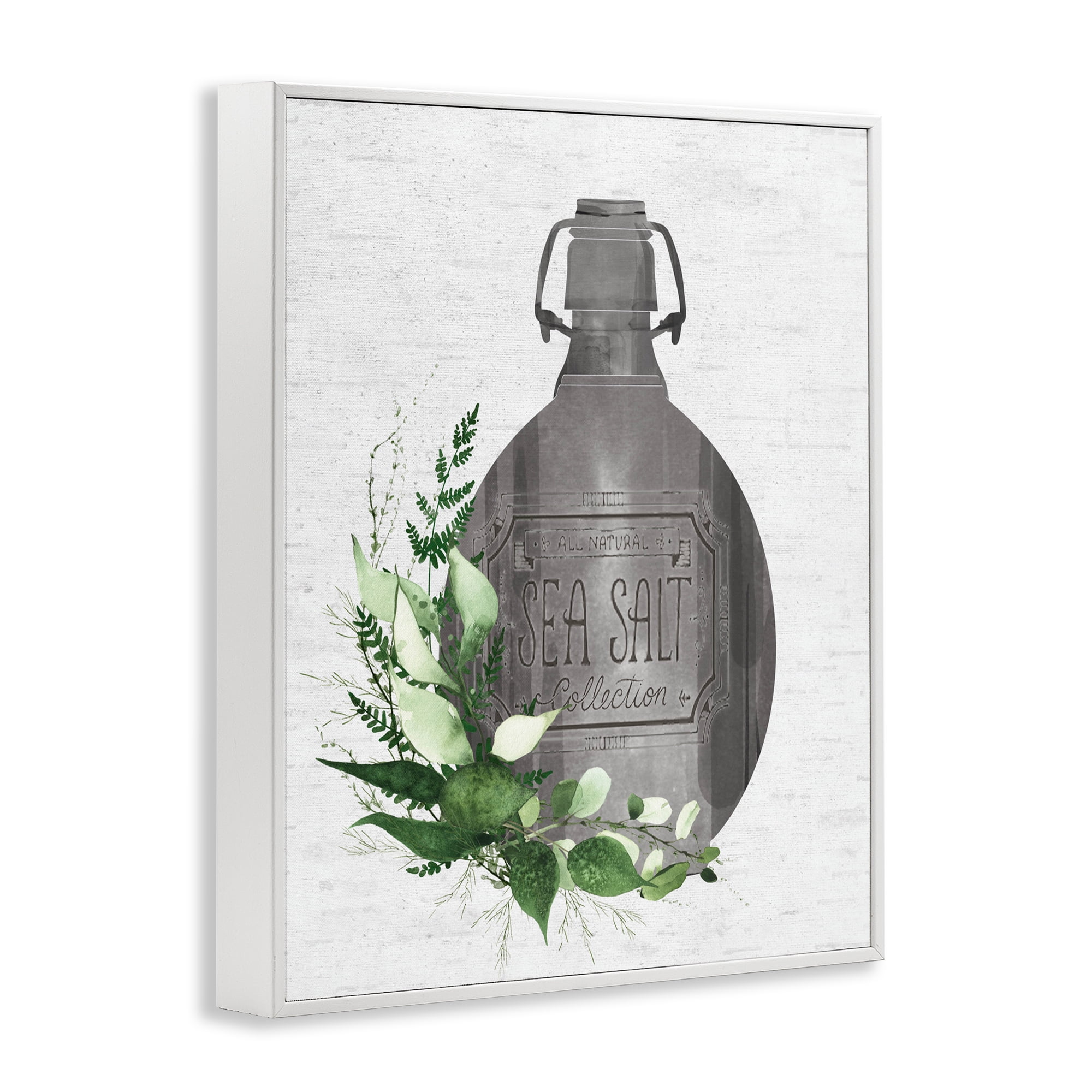 Vintage Bottle with Bathroom Herbs White Framed Giclee Art, design by Lettered and Lined