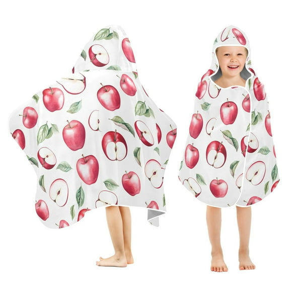 joogoo Apples Pattern Kids Hooded Beach Towel Baby Bath Towel 23.5"x50"