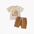 thumbnail image 2 of Boy Outfit Set Toddler Baby Excavator Print T-Shirt & Solid Shorts 2-Piece Summer Outfit Toddler Boy Summer Clothes, 2 of 7
