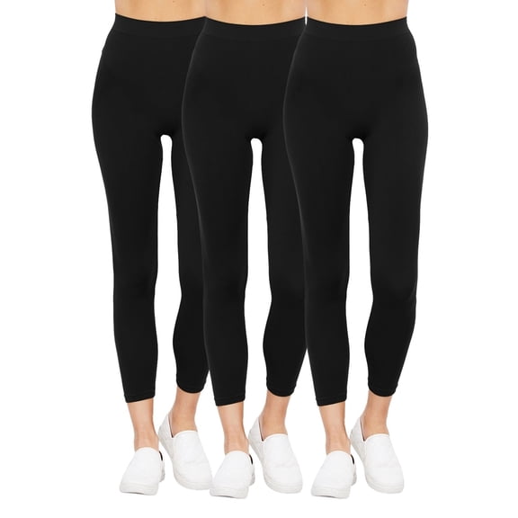 Women's 3 Pack Seamless Stretch Leggings High Waist Soft Nylon Spandex