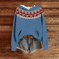 thumbnail image 5 of SwiftWear Bohemian Style Oversized Knit Pullover Hoodie Women Hooded Sweater Style Tops with Pockets Soft Comfortable Casual Wear Blue, 5 of 6