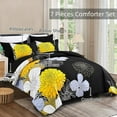 thumbnail image 2 of Dinjoy Comforter Set Bed in a Bag Bedding Set Yellow Black Floral King Size 7 Pieces 103"x90", 2 of 7