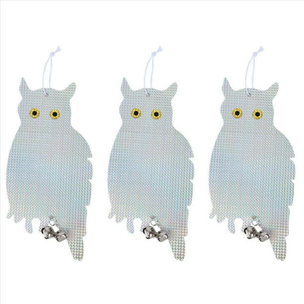 3X Decoracion de Jardin Repulsivo Pajaro Buho Espantapajaros Reflector