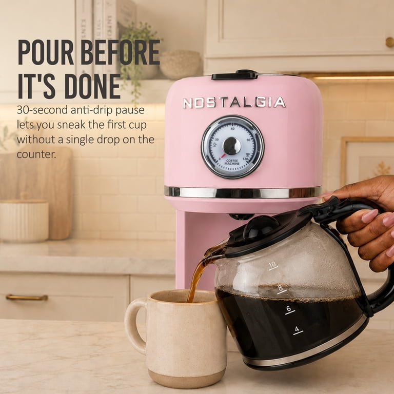 Nostalgia, Coffee Maker, Pink, 10-Cup, Retro Classic - Walmart.com