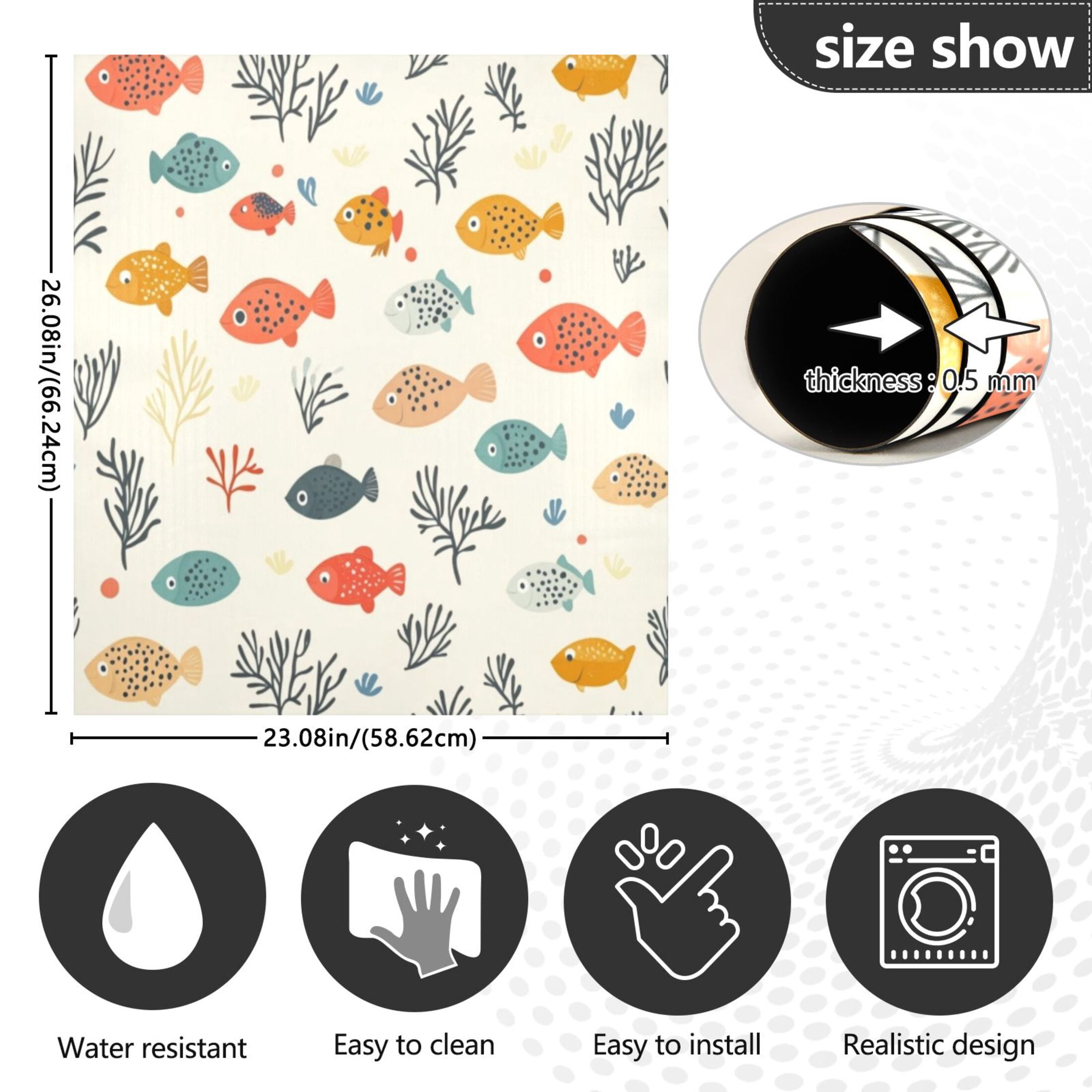 Dishwasher Magnetic Sticker 23x26 Inch Refrigerator Magnetic Sticker Washing Machine Magnetic Sticker Kitchen Panel Magnetic Sticker Home Decor Colorful Cute Little Fish Seamless