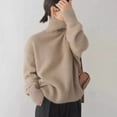 thumbnail image 3 of comerut Women Winter Sweater High Collar Long Sleeve Soft Warm Knitting Tops Solid Color Loose Fit Pullover Tops, 3 of 8
