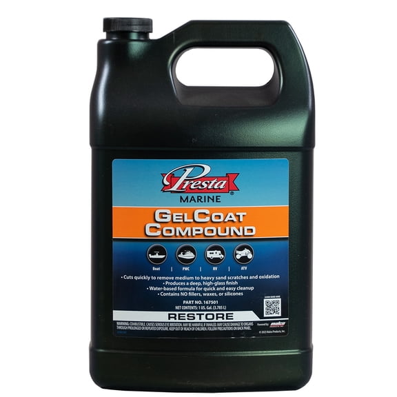Presta 138501 Gel Coat Compound for Removing P1000 Grit, Finer Sand Scratches and Oxidation - 1 Gallon
