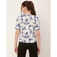 thumbnail image 4 of Moomaya Printed T-Shirt Tops For Women, Round Neck Georgette Formal Tops, 4 of 9