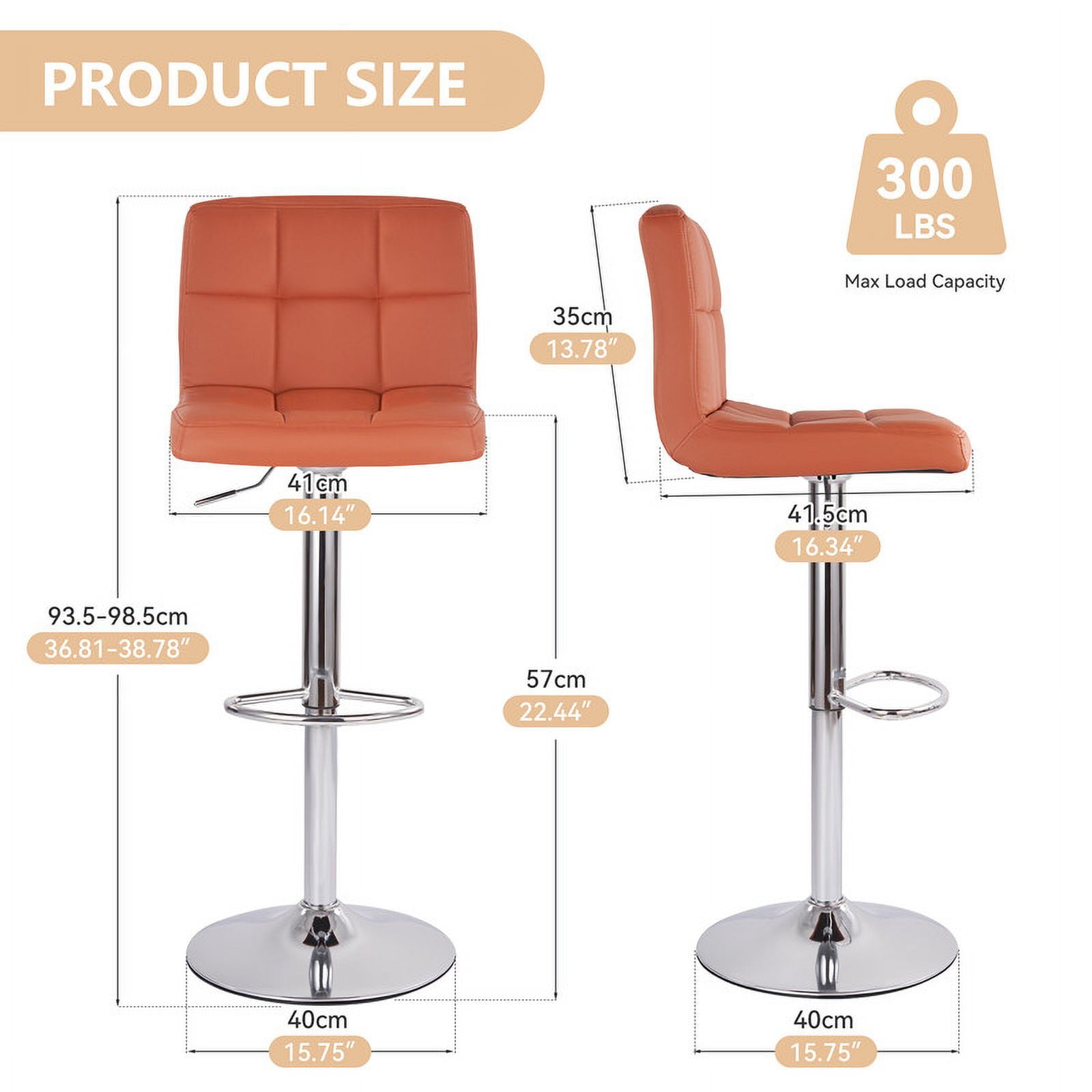 Hawsaiy Modern Adjustable Swivel Bar Stools Set of 4, PU Leather Bar Chairs with Footrest, Umber