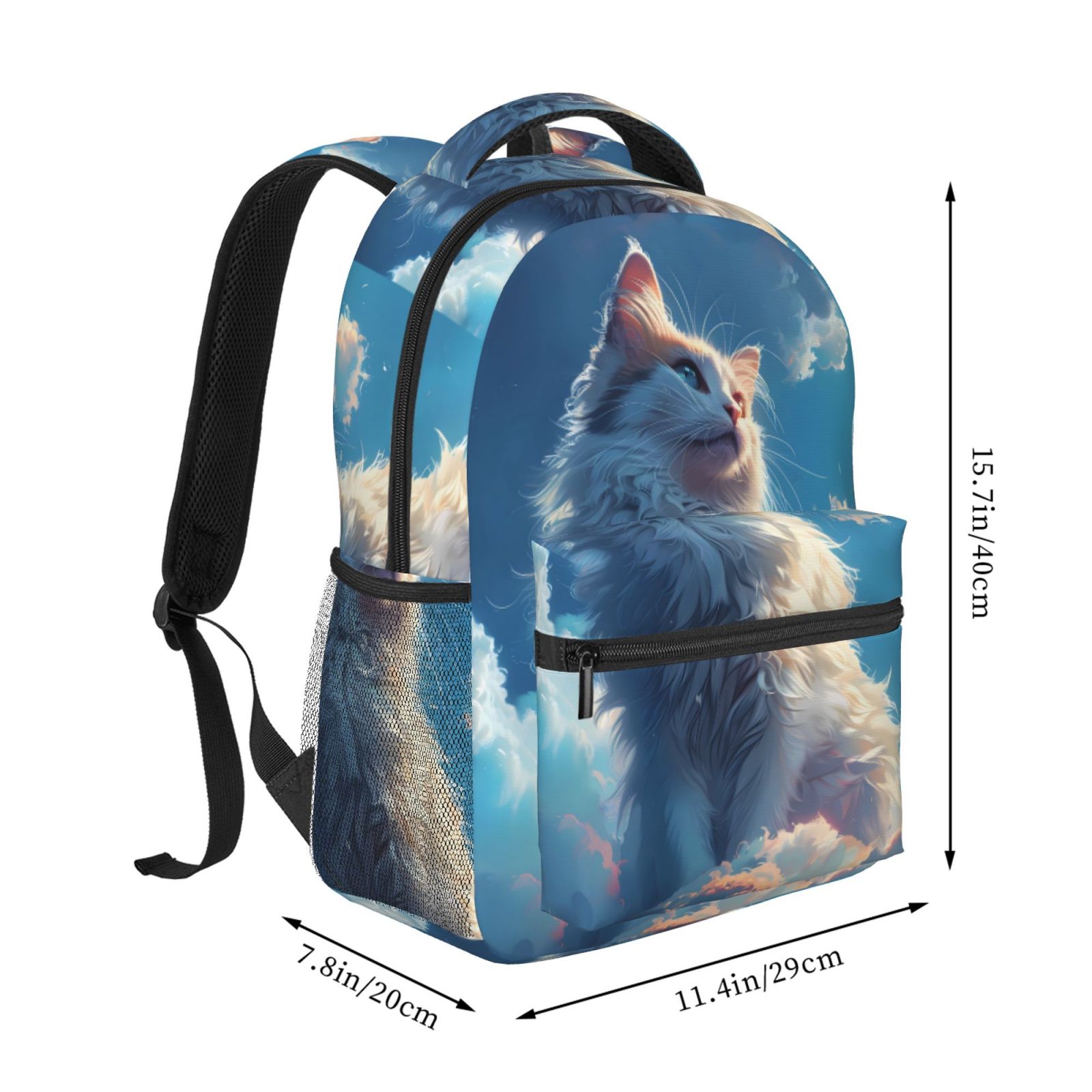 Xecao Clear Sky Blue Cat Backpack, a stylish and functional choice for both men and women, is the perfect basic bookbag for college, work, or travel