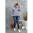 thumbnail image 2 of ABPHQTO Top gris con cuello en V y hombros caídos con estampado de leopardo para mujer, 2 of 5
