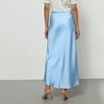 thumbnail image 4 of WULMLEO Womens Satin High Waist Elastic Maxi Skirt Silk Elegant Dressy Bodycon A-Line Long Skirts Cocktail Party Outfits Sky Blue L, 4 of 4