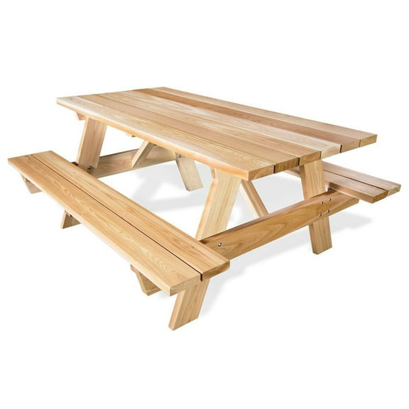 All Things Cedar 6-Ft Outdoor Picnic Table, Handcrafted Wooden Patio Bench