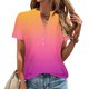 thumbnail image 2 of Camisetas de Verano para Mujeres Casual Camiseta con Cuello en V Botón Arriba Suelto, Camisetas de Mujer Casual para Primavera Verano, 2 of 5
