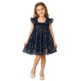 thumbnail image 2 of Lullu Girls Floral Embroidery Tulle Dress Flutter Sleeve Party Princess Dress, Sizes 1-6, 2 of 5