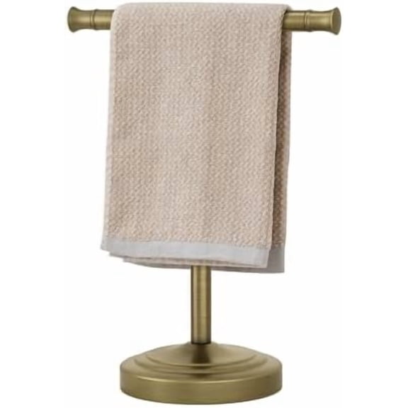 13 Inch Antique Brass Towel Bar Stand Hand Holder Bathroom Kitchen Vanity Countertop T-Shape Towel Rack Free Standing Stainless Steel