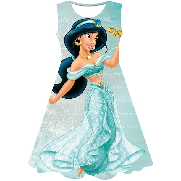 Vestido de princesa Jasmine de Disney para niñas pequeñas, vestidos de fiesta de cumpleaños para niñas, vestidos de actuación de Halloween para niños, disfraces 3T Gao Jinjia LED
