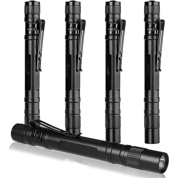 Led Pen Flashlight Clip Mini Black Pocket Penlight Torch Powered by 2 AAA Battery