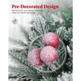 thumbnail image 4 of OASISCRAFT 6ft Pre-Lit Snow Flocked Christmas Tree with 450 Clear Lights, Red Berries, Ideal for Home Party Decor Metal Stand, 4 of 10