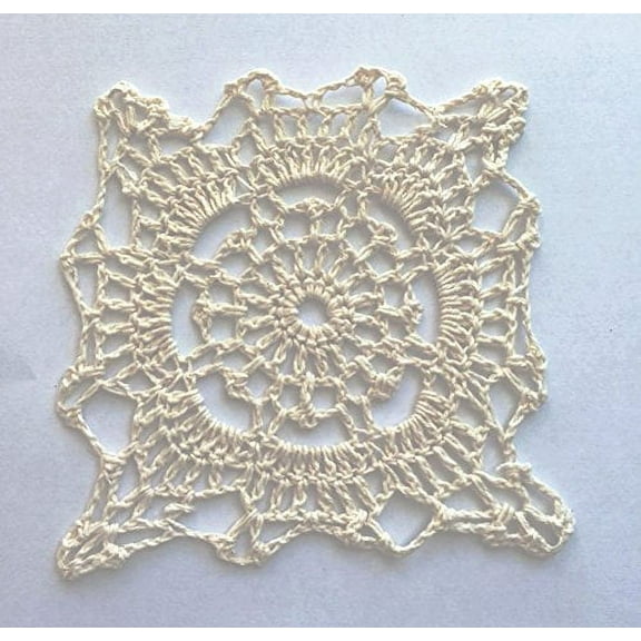 Fennco Styles Handmade Crochet Lace Cotton Doilies - 4-inch Square (12-pack, Beige)