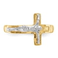 thumbnail image 5 of 14K Two-Tone Gold Ring Band Themed Polished & Diamond-Cut Mens Crucifix, Size 8, 5 of 5