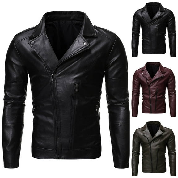 ATOYSOY Casual Leather Men Loose Motorcycle Biker Jackets for Women Stand Collar Cardigan Fall Winter Long Sleeve Tops Outwear Solid Color Cropped Coat Trendy Green L