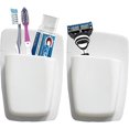 thumbnail image 3 of Jinsinto Silicone Toothbrush Holder Toothpaste Razor Holder Bathroom Organizer Storage Wall Mounted Small Toiletry Items，2 Pcs (White x2), 3 of 5