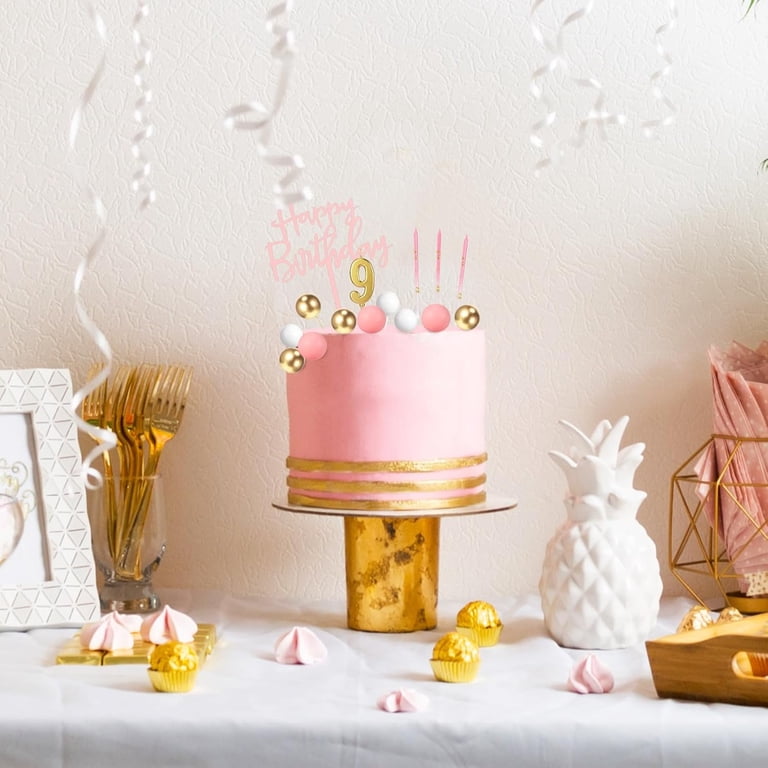 Pink Number 35 & 53 Birthday Candles With Gold Bows - Cute Cake Topper For 35th Or 53rd Birthday Party Decor