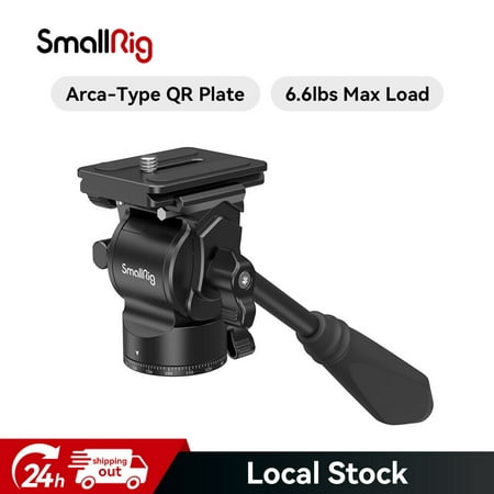 Image of SmallRig Tripod Fluid Head Pan Tilt Head with Quick Release Plate for Arca Swiss for Compact Video Cameras and DSLR Cameras 3259B