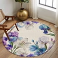 thumbnail image 2 of Round Rugs 7Ft, Blue Purple Flowers Round Area Rug Washable Indoor Throw Carpet, Spring Seasonal Botanical Florals Large Non Slip Circle Rug for Dining Room Playroom Home Decor Aesthetic, 2 of 8